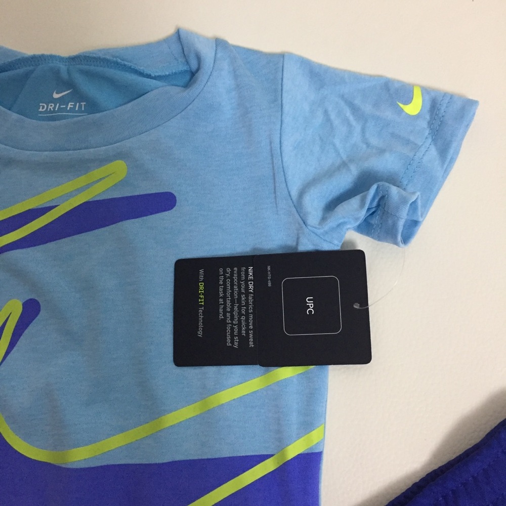 Nike Baby Boy Cute blue neon outfit shorts top - Picture 7 of 8